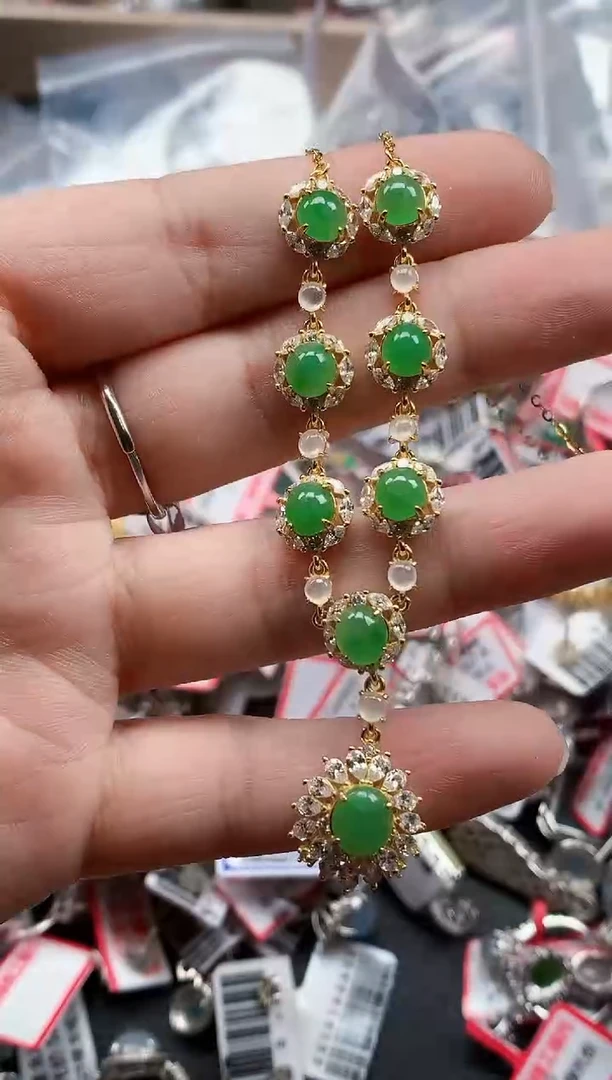 银S925镶嵌戒指翡翠天然A货缅甸翡翠