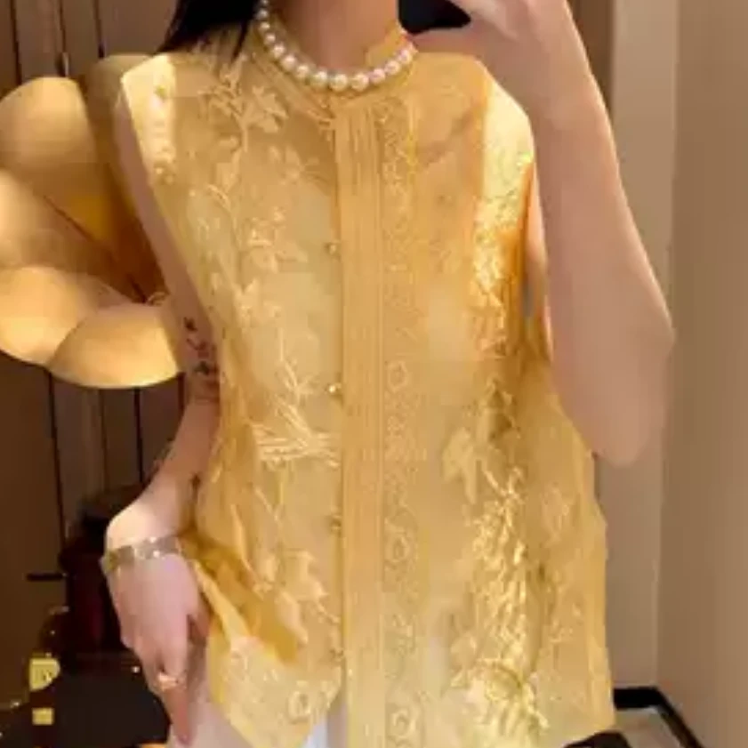 【鎏金仲夏】夏季刺绣钉珠百搭马甲2025C2012小鹿-大女王仓