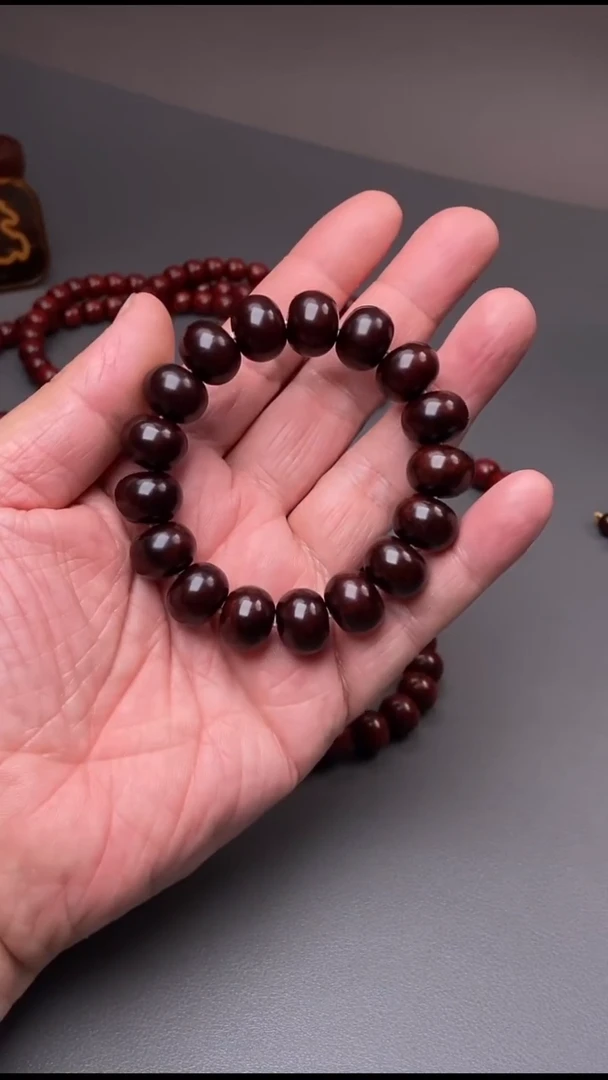 小叶紫檀印度小叶紫檀算盘珠11x15mm手串