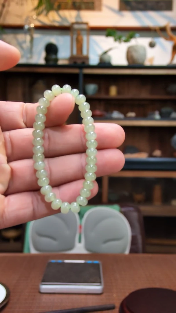 未镶嵌手串和田玉晴水算盘珠手串SC