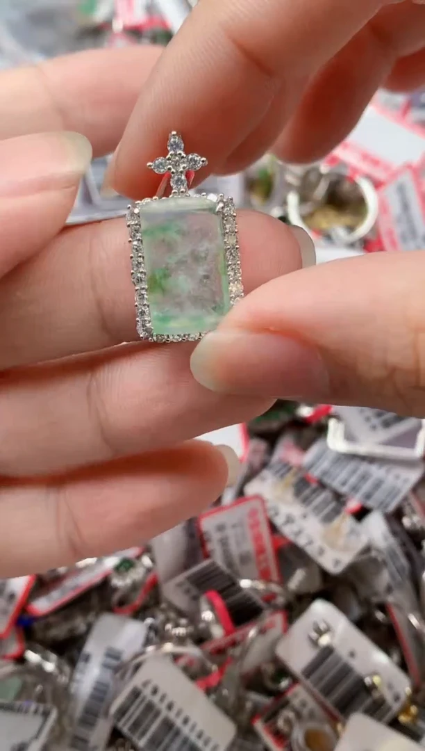 银S925镶嵌戒指翡翠天然A货缅甸翡翠