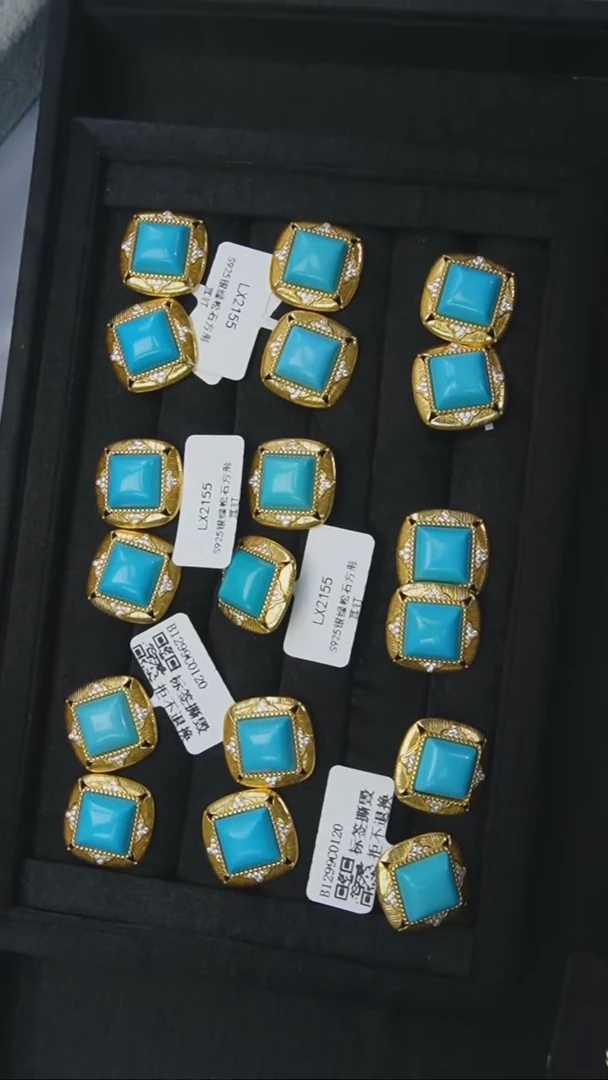 【闪购商品】绿松石耳钉银S925镶嵌发货一件