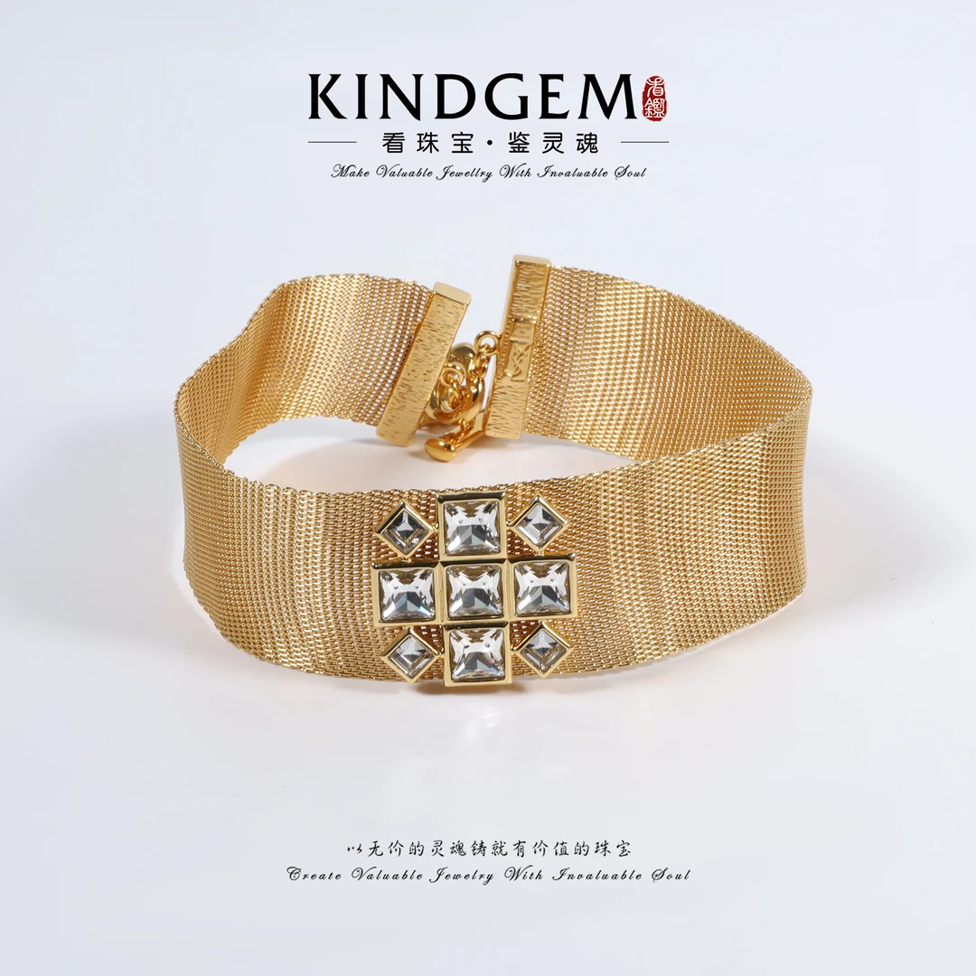 铜合金锆石项链 KindGem 经典复古设计款个性颈链（35cm）C-45182