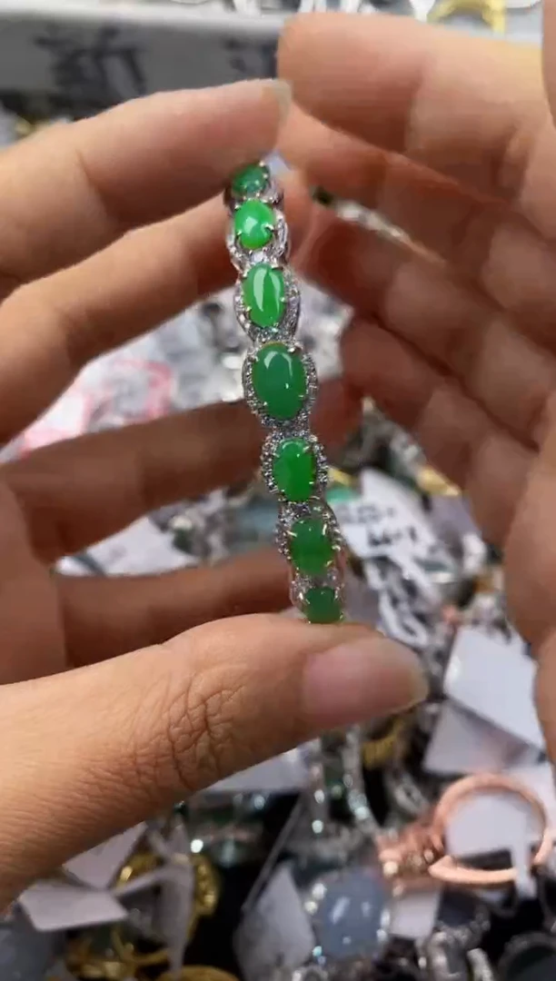 银S925镶嵌戒指翡翠222---2