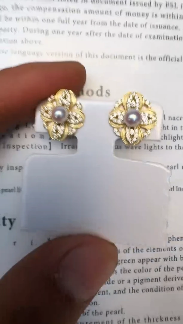 银S925镶嵌海水珍珠耳饰耳钉