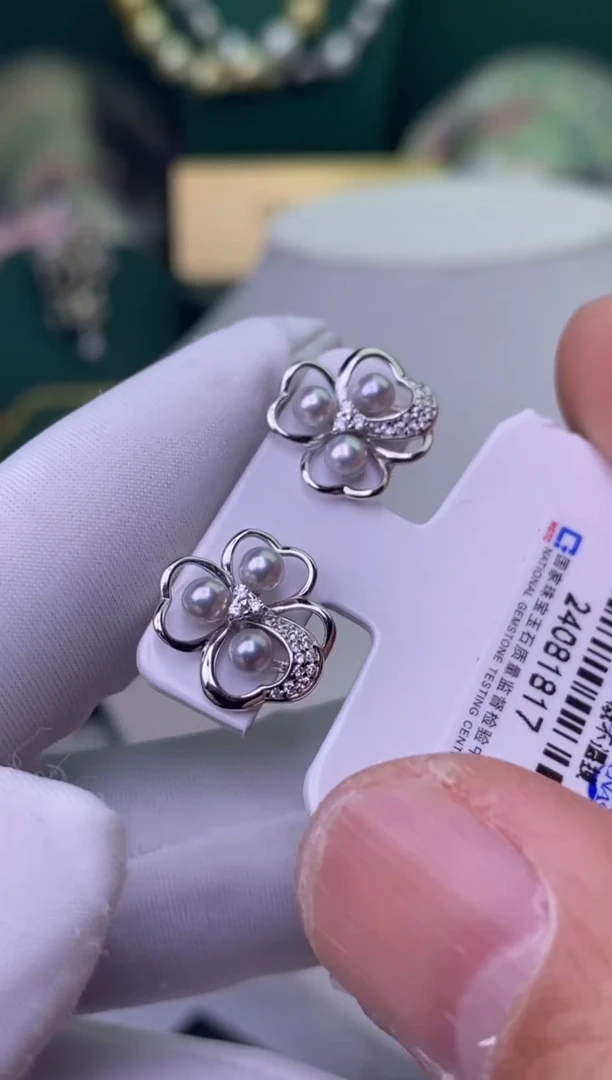 【闪购商品】海水珍珠耳饰银S925镶嵌1