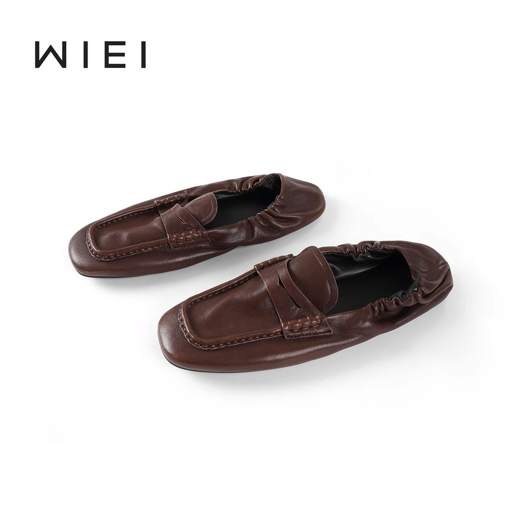 《WI EI》定制小牛皮MIU*英伦风一脚蹬乐福鞋W25211019
