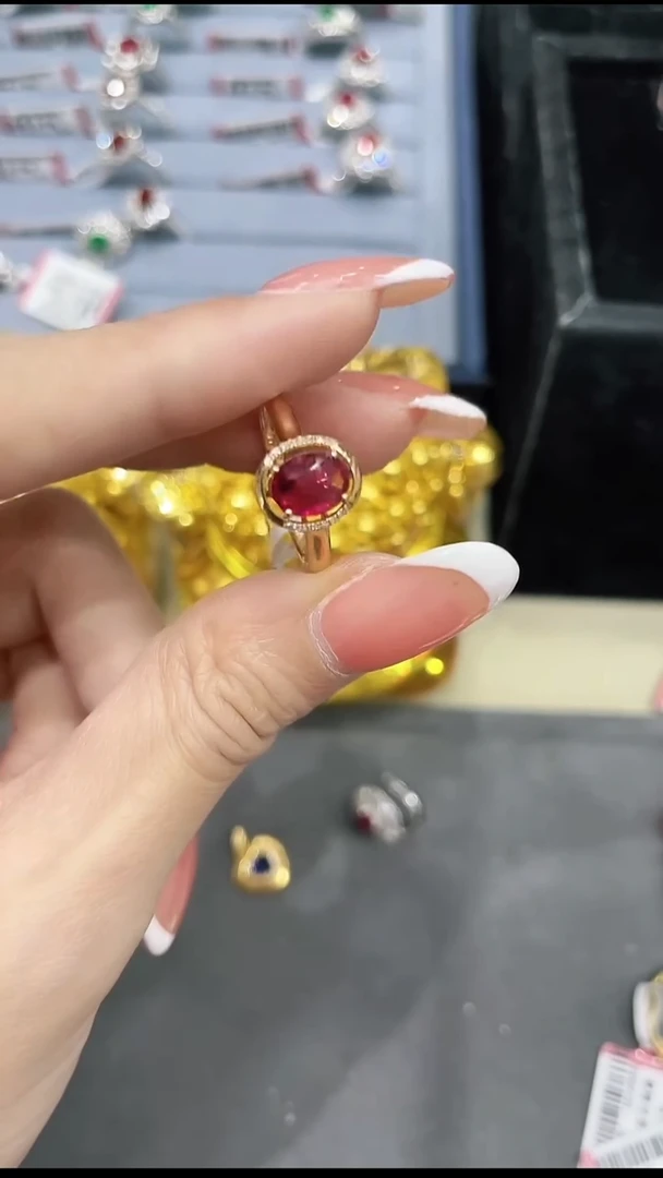 戒指18K金镶嵌碧玺214124