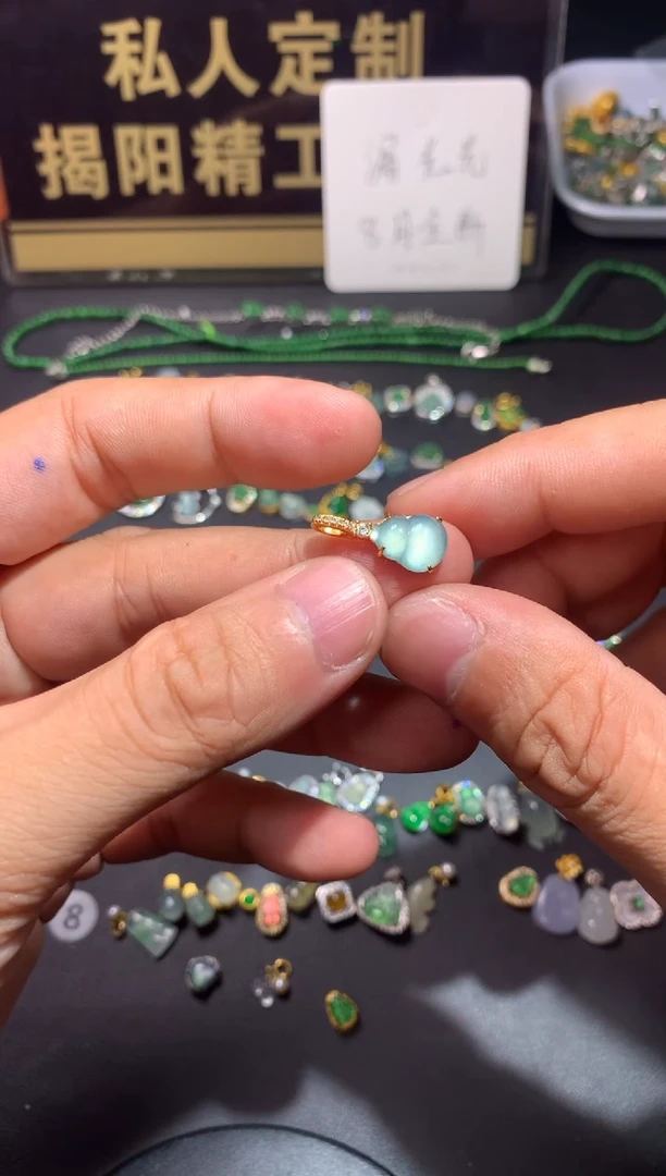 翡翠银S925镶嵌吊坠(不含链)张*一1