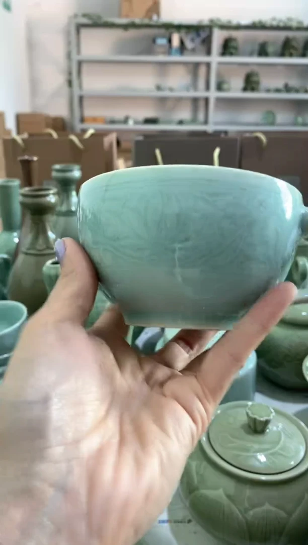 瑕疵莲纹天青咖啡杯 1个