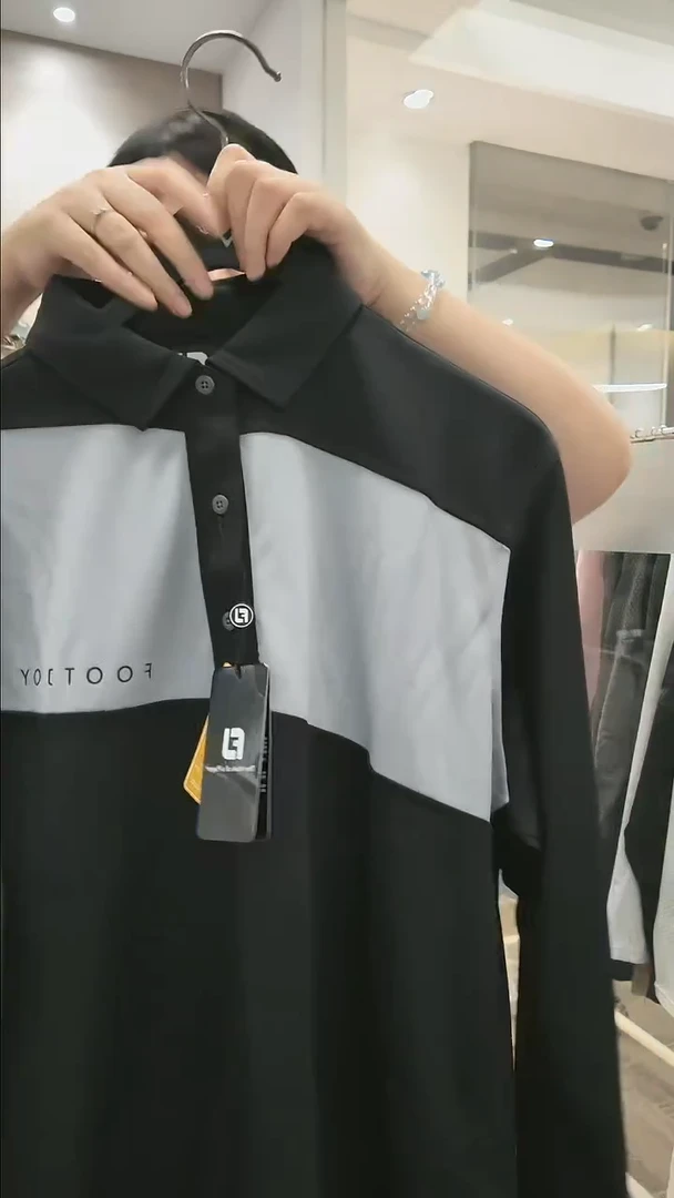 FJ-长袖Polo衫-男士-81106-XL-黑/白