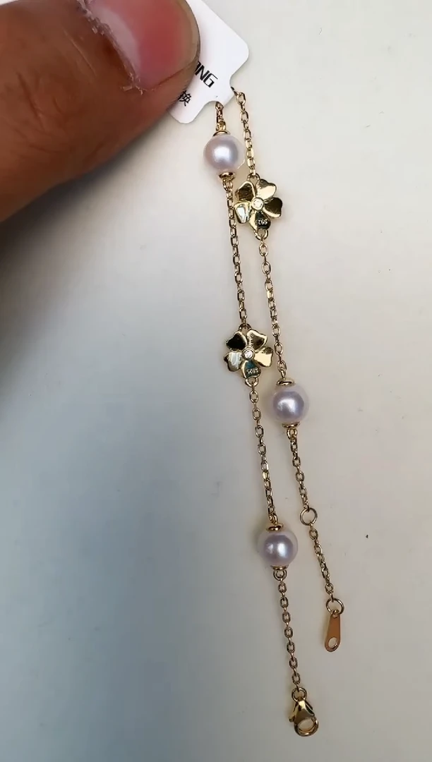 海水珍珠银S925镶嵌手链手链