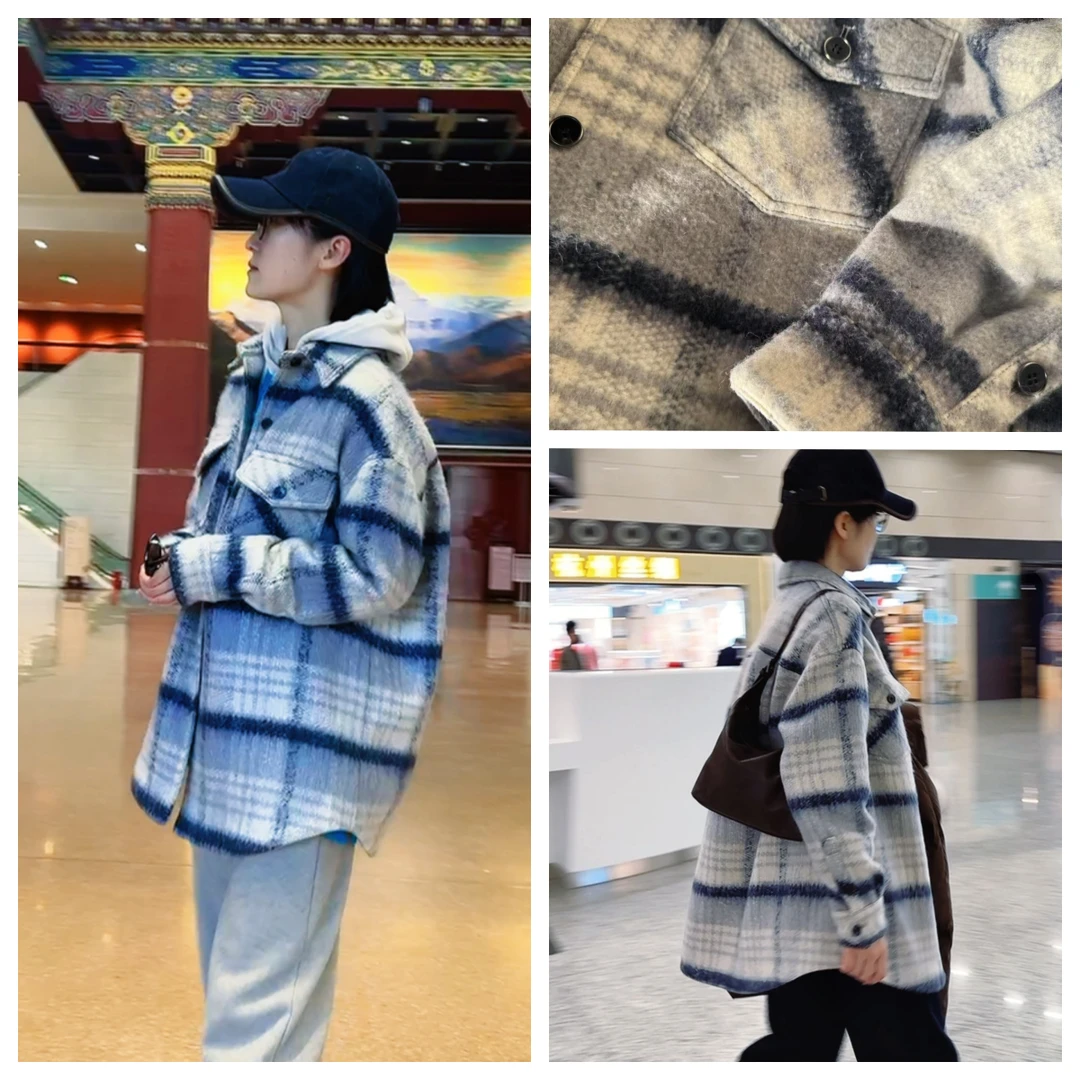 春晓【蓝格】羊毛外套