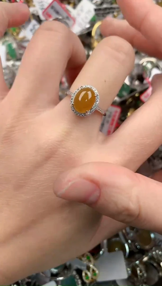 银S925镶嵌戒指翡翠777             2