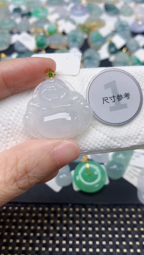 颈饰18K金镶嵌翡翠天然缅甸A货翡翠