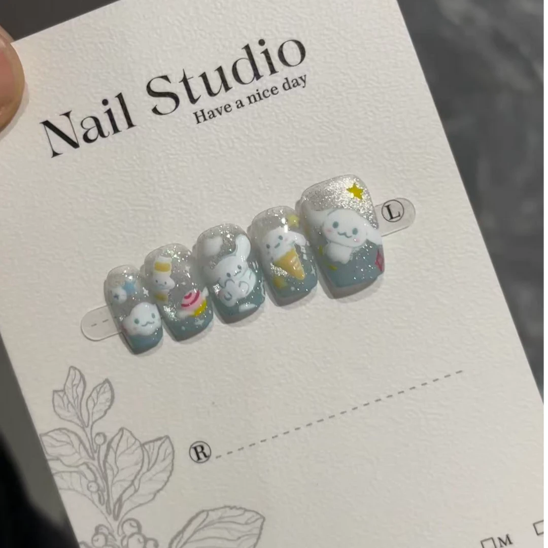 【大耳狗】纯手工美甲10片装  轻奢气质