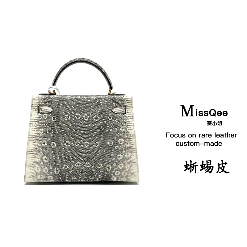 「高定女包」葵小姐MissQee设计师款蜥蜴手提包 原花白集合