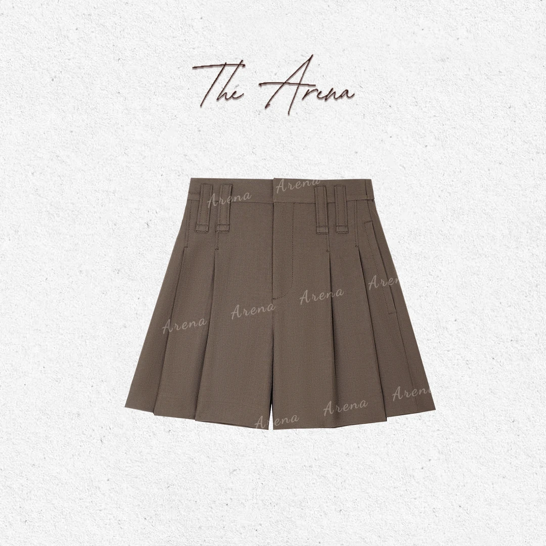 THE ARENA“自由至上”咖色MONILI褶裥裙型短裤XY-7518