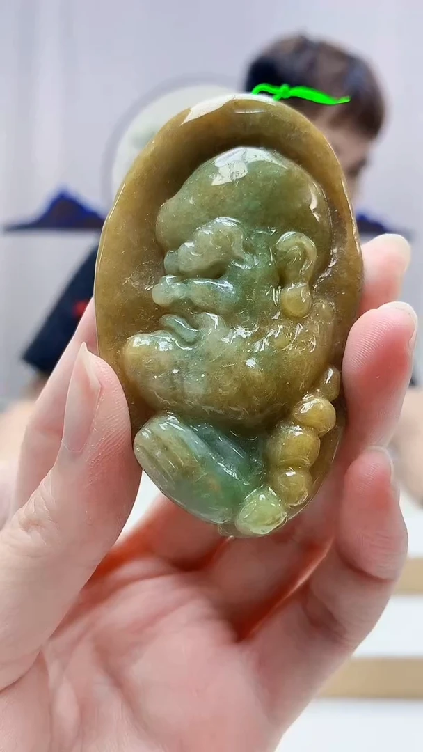未镶嵌定制翡翠4868zm-毛货挂件如意35