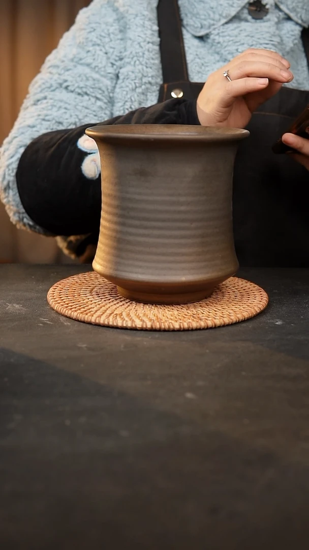 【闪购商品】瓷片泥泥手工花盆口13高15