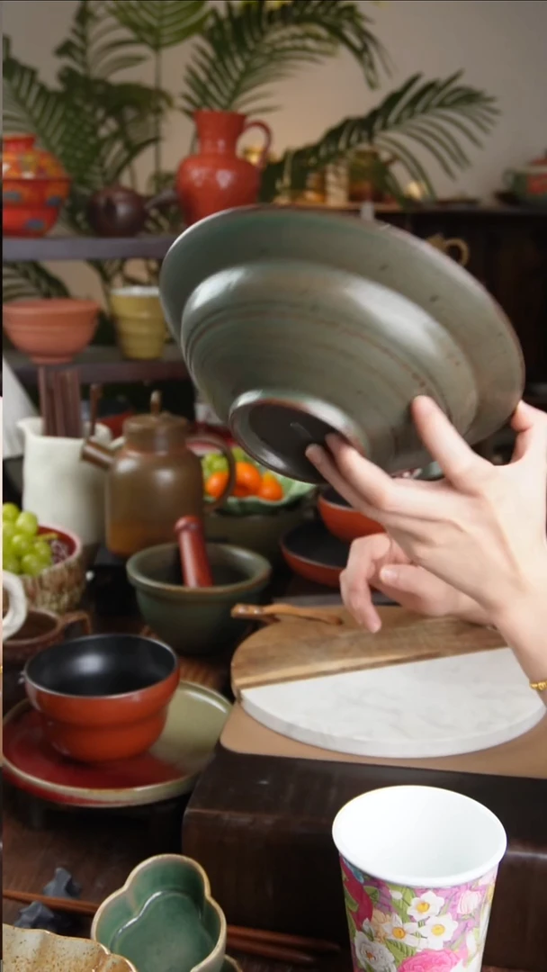 碗景德镇手工高温餐具春盛草帽