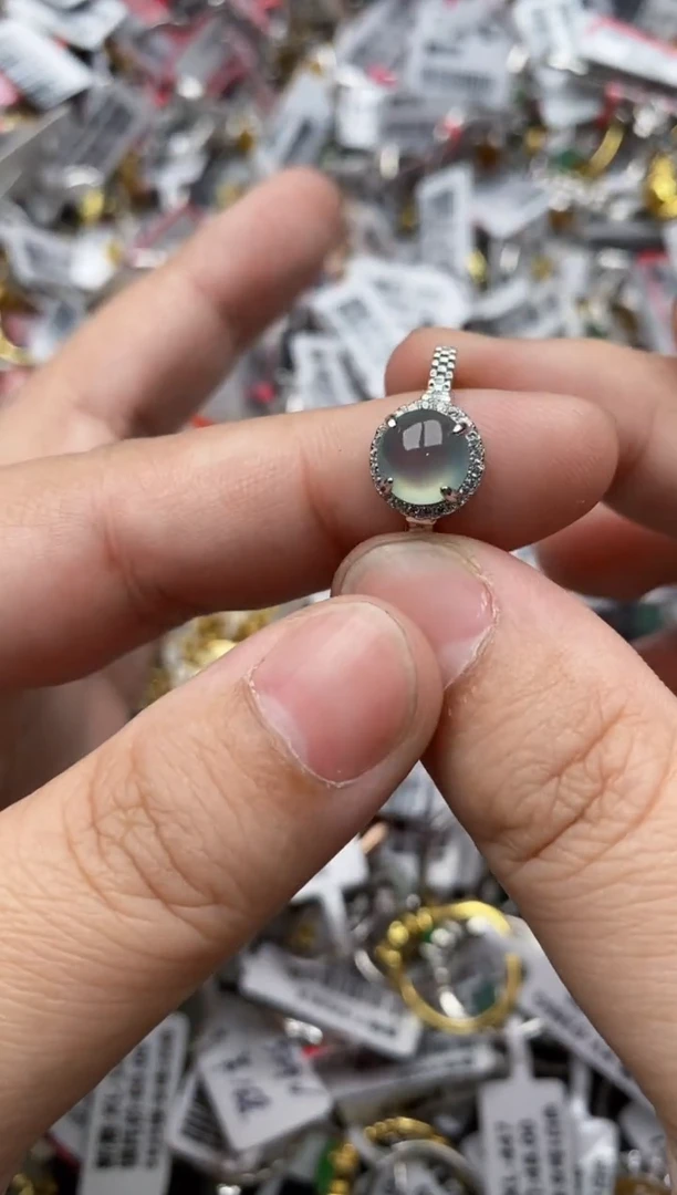 【闪购商品】翡翠戒指银S925镶嵌99999---5