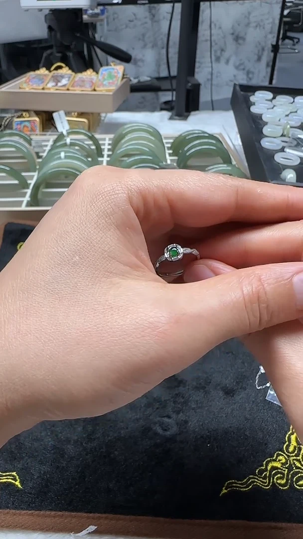 翡翠戒指银S925镶嵌3