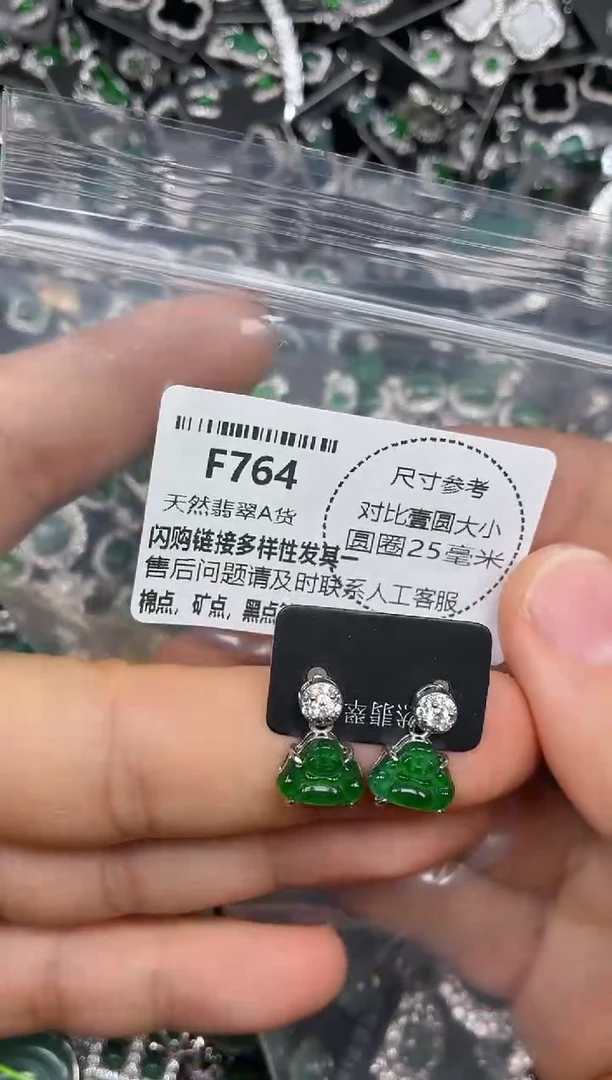 颈饰未镶嵌翡翠F764耳钉