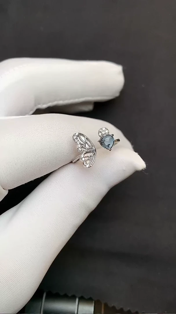 托帕石戒指银S925镶嵌......