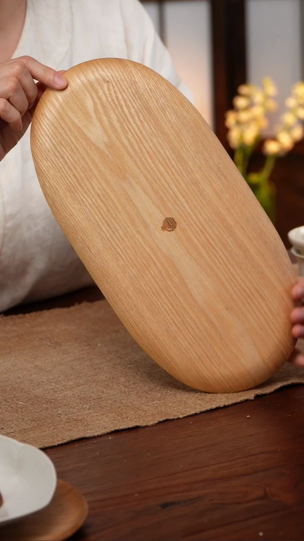 椭圆形家用木质托盘（长31cm，宽15cm）