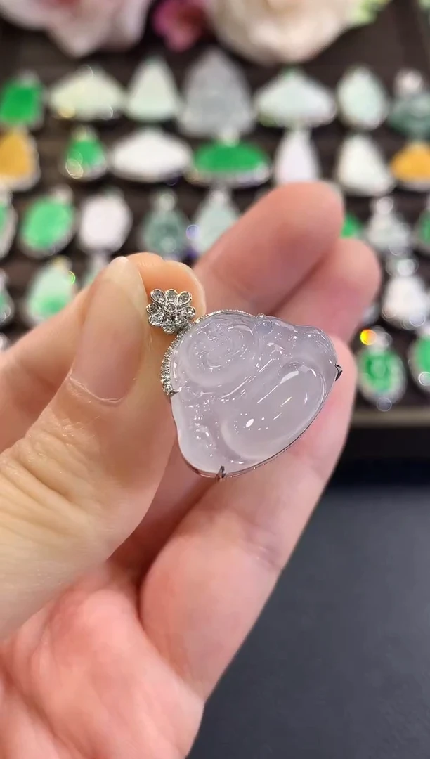 吊坠(不含链)18K金镶嵌翡翠w9