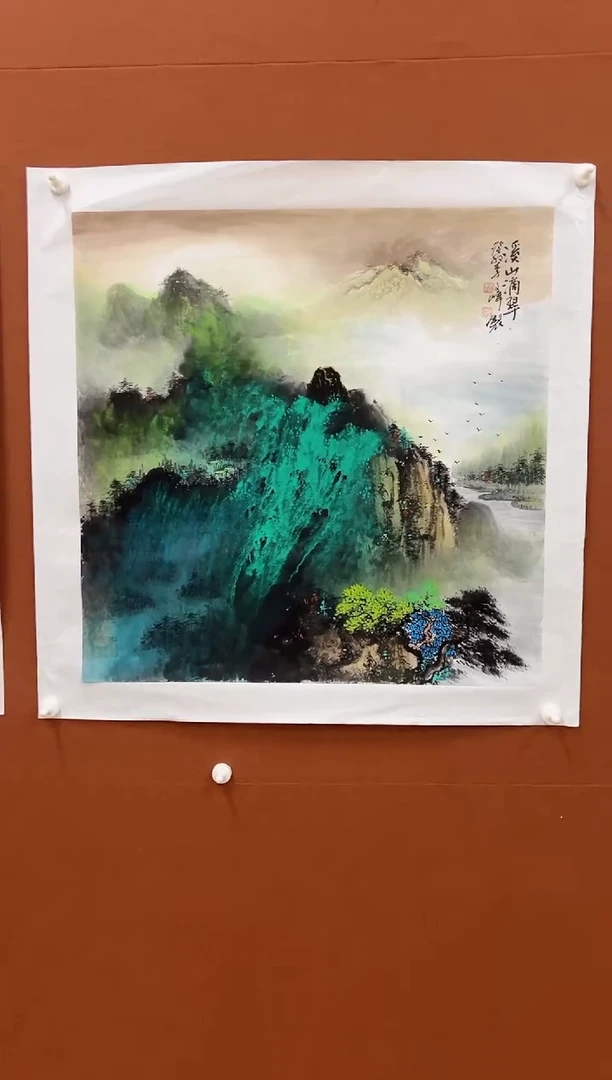 国画李文峰四尺斗方泼彩山水