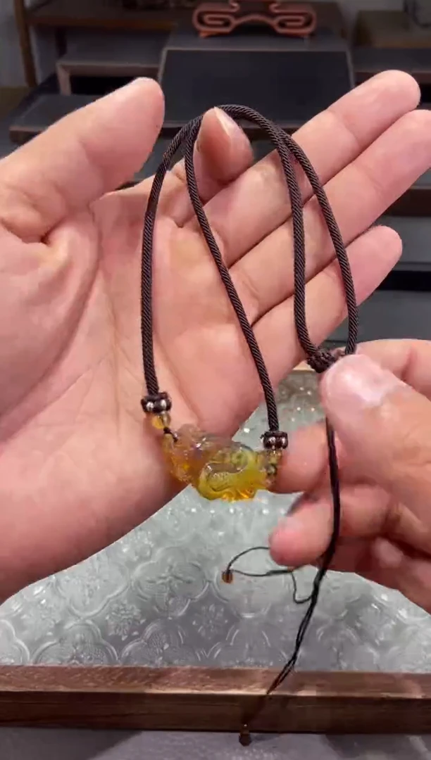 琥珀颈饰未镶嵌凤凰锁骨链吊坠