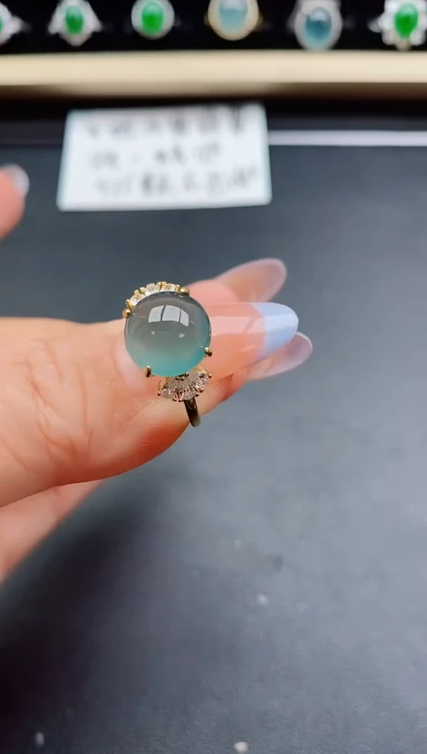翡翠戒指银S925镶嵌50805