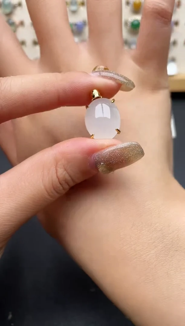 翡翠戒指银S925镶嵌一物一证一礼盒