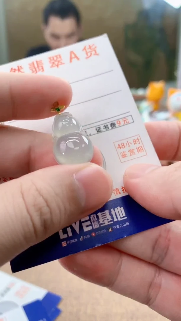 颈饰18K金镶嵌翡翠天然A货翡翠挂件