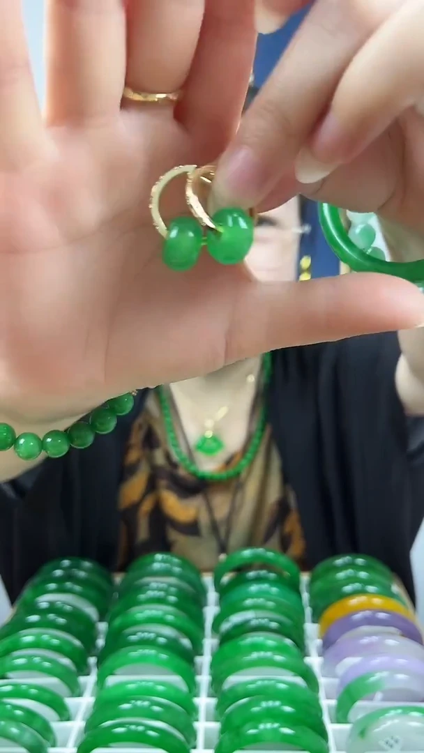 翡翠未镶嵌耳饰s1 正阳绿平安扣耳扣