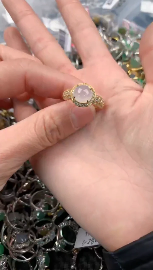 银S925镶嵌戒指翡翠666   2