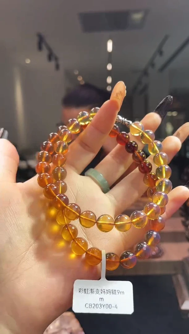 琥珀颈饰未镶嵌缅甸琥珀渐变妈妈链