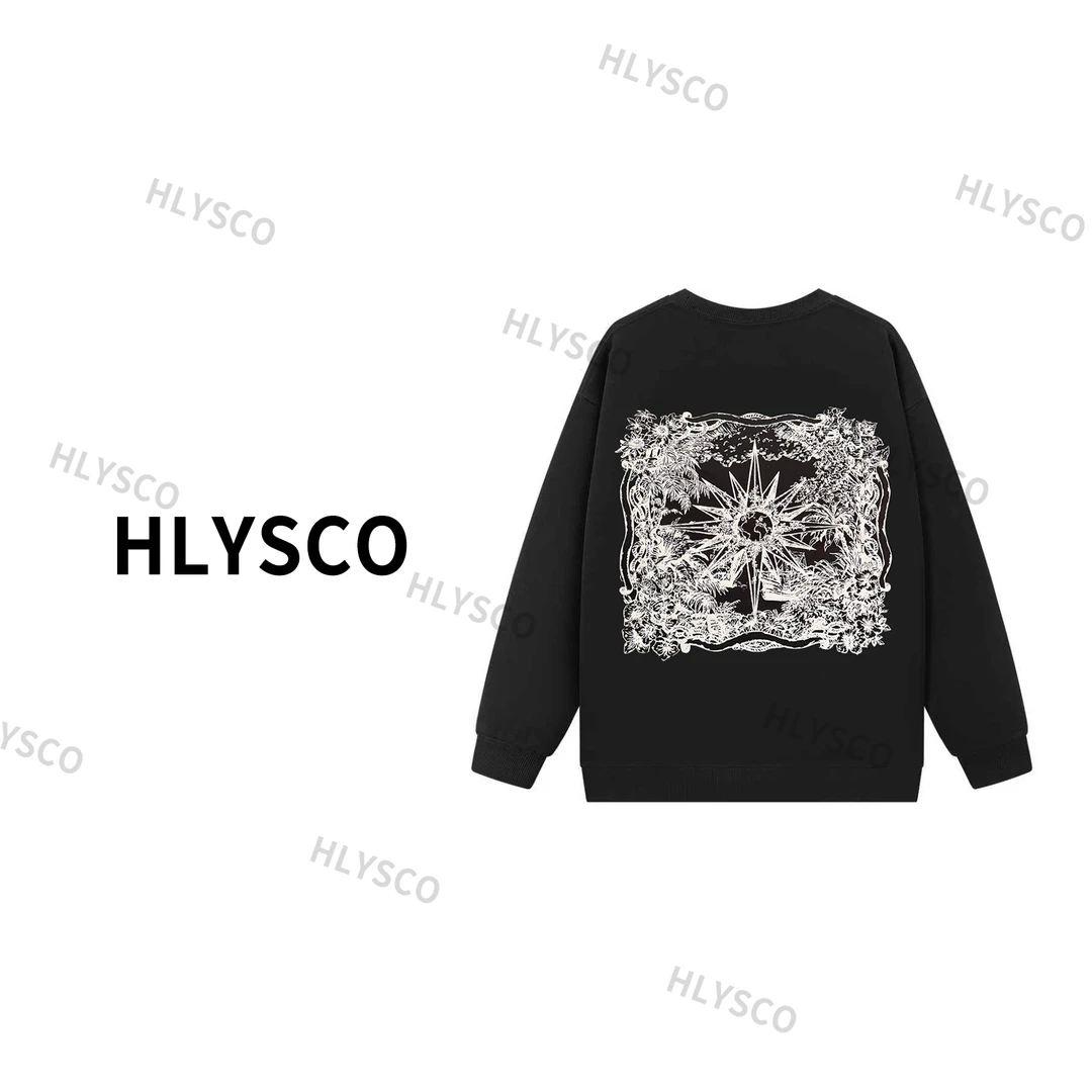 【小蜜蜂圆领】刺绣款2025秋冬男女同款重磅潮流棉加绒连帽卫衣-H21