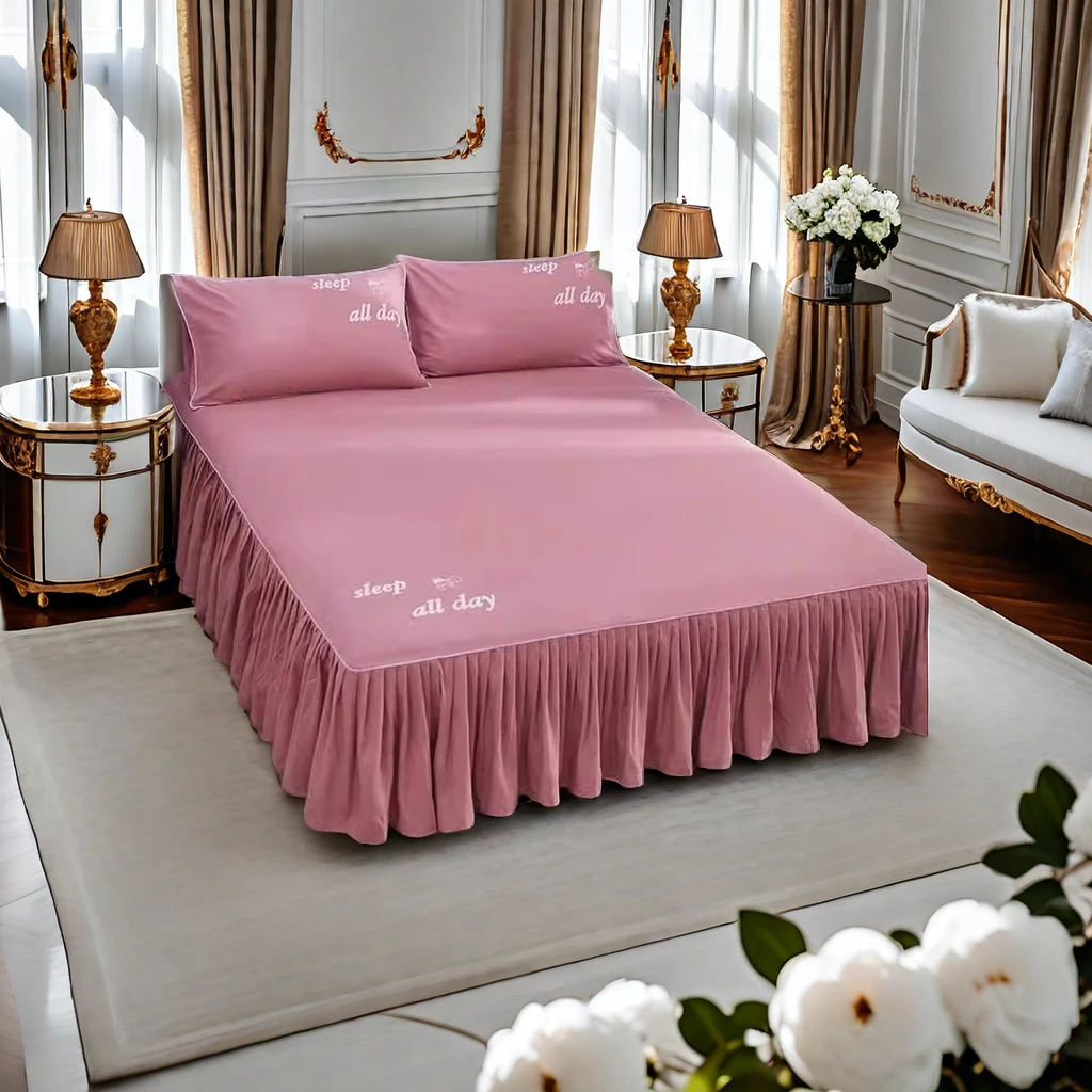 非全棉四季款床裙保护套纯色床罩磨毛罩床韩版防尘罩床笠防滑床