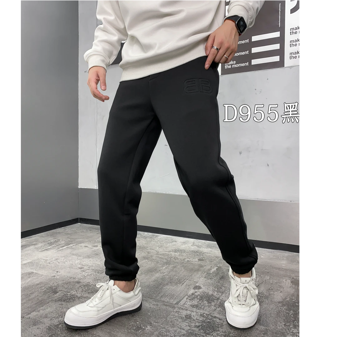 D955秋冬新款加绒加厚男士休闲运动裤百搭潮流宽松保暖弹力时尚