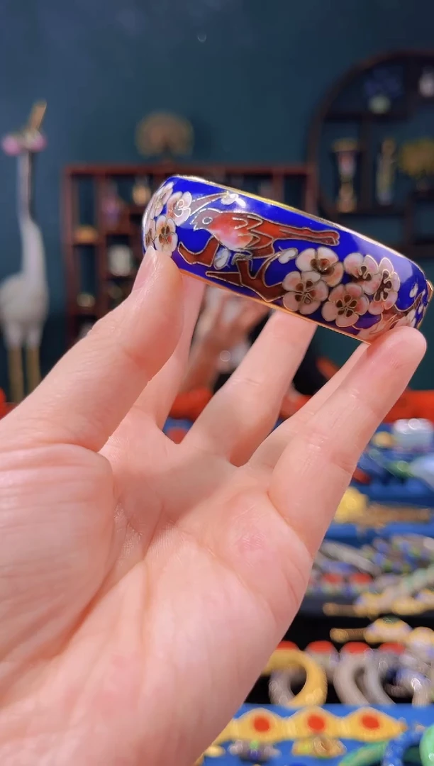 【闪购商品】非遗技艺景泰蓝贵妃开口镯 宝蓝色