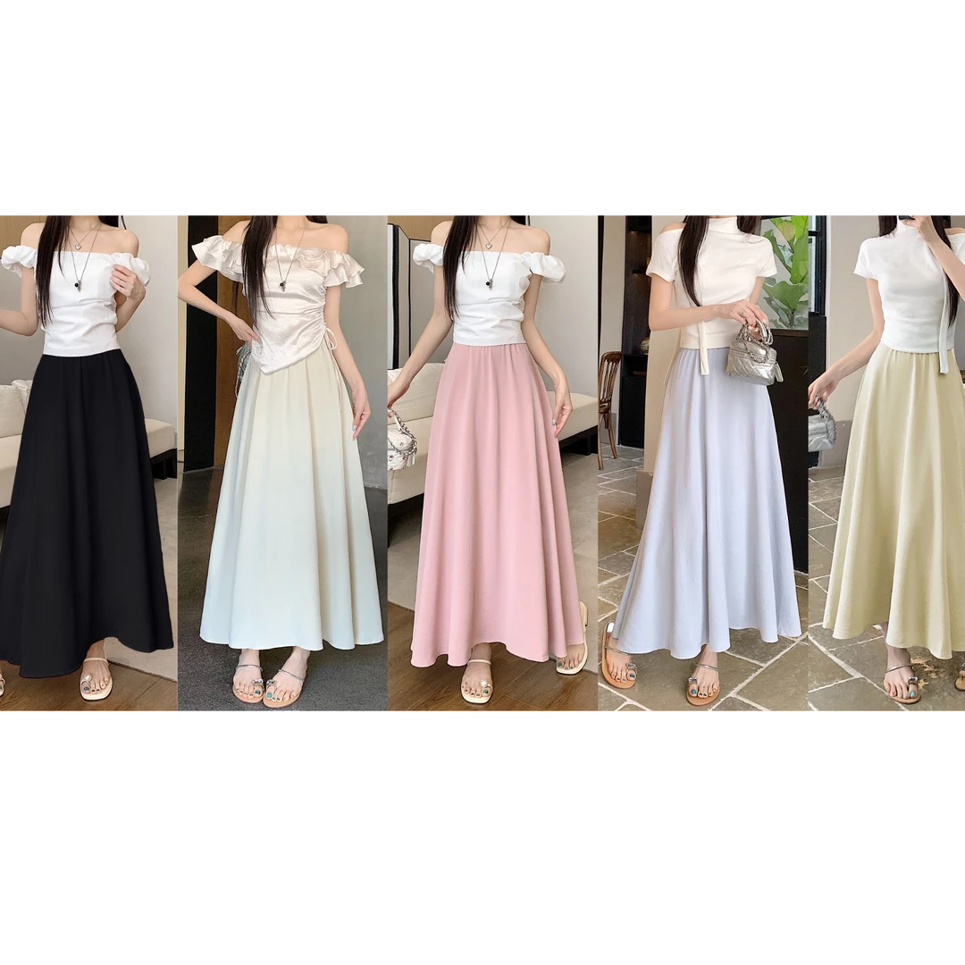 8123-夏季凉凉裙女装显瘦微胖大码垂感半身裙百搭