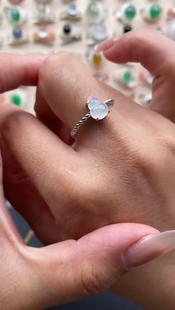 银S925镶嵌戒指翡翠缅甸天然A货翡翠111  1-8