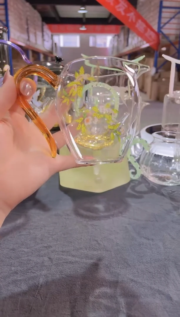 玻璃手工艺品遇器梨花白燕草堂公杯黄把