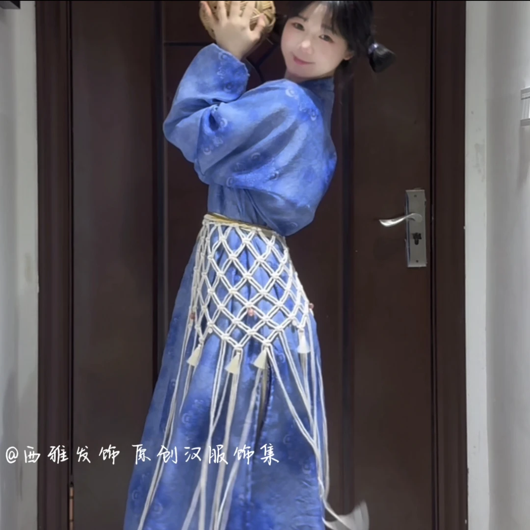 复古风编织腰带女波西米亚民族风百搭装饰腰链屁帘三角巾配饰