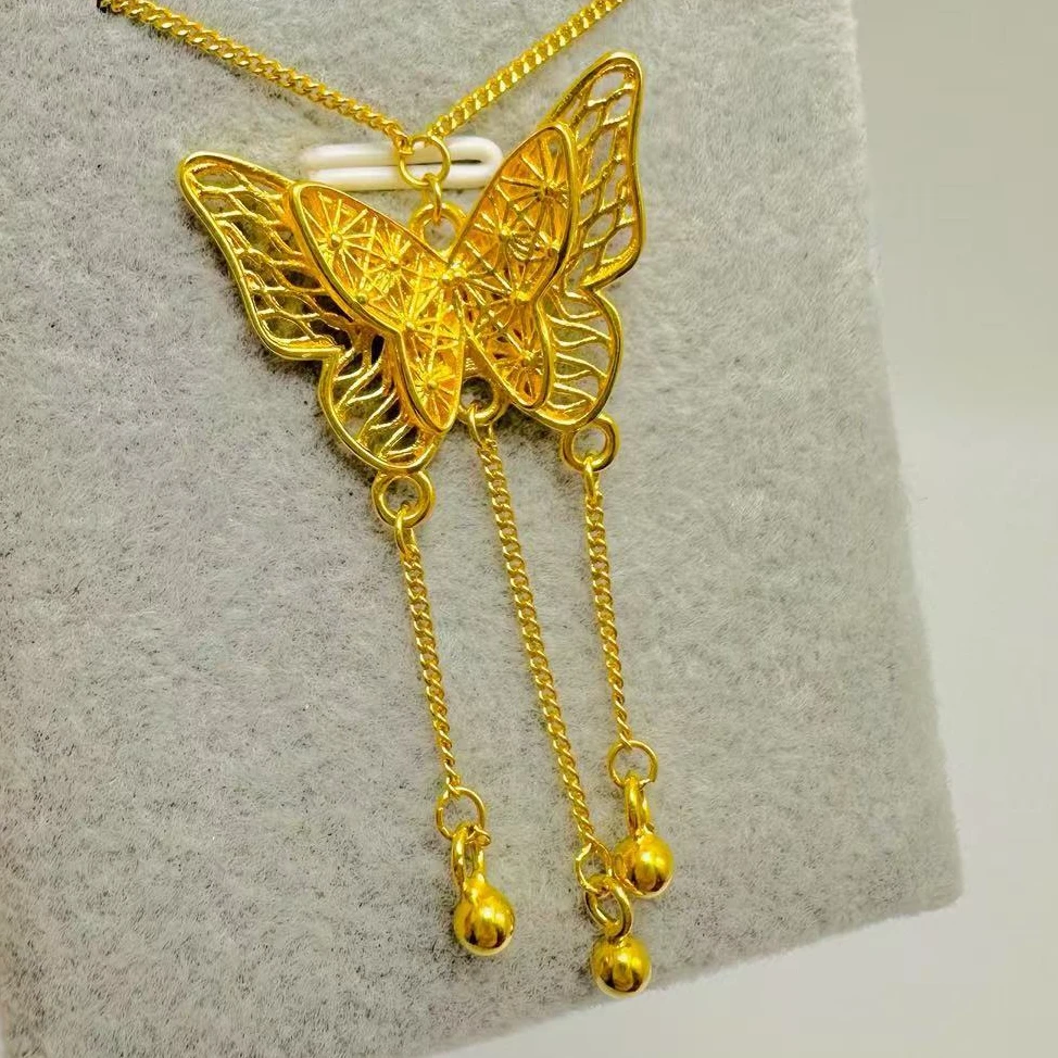 吊坠足银 镂空蝴蝶吊坠项链 时尚精美