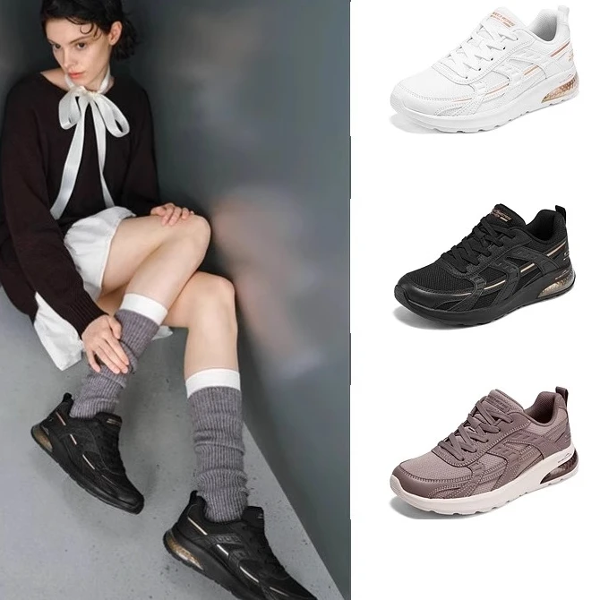SKECHERS/斯凯奇四季款厚底缓震休闲鞋百搭气垫跑步女鞋117648