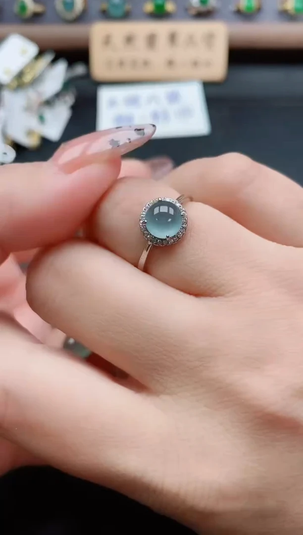 银S925镶嵌戒指翡翠1